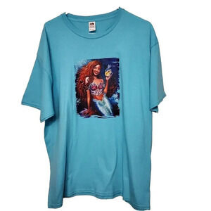 033) Fruit Of‎ The Loom "Little Mermaid" Tshirt Movie Teal Xlarge Womens Cotton